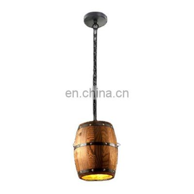 Tonghua Ceiling Wood Wine Barrel Lamp Hanging Fixture LED Bulb Pendant Downlight For Bar Cafe Atomasphere Restaurant Chandelier