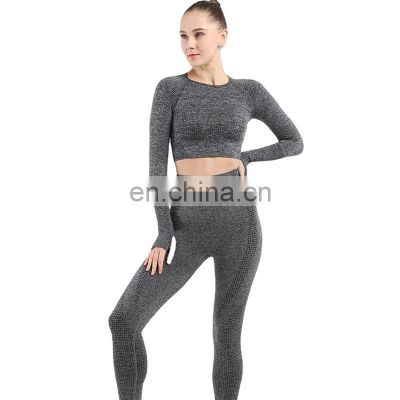 Amazon Europe and America autumn and winter seamless yoga wear quick-drying long-sleeved yoga wear suit