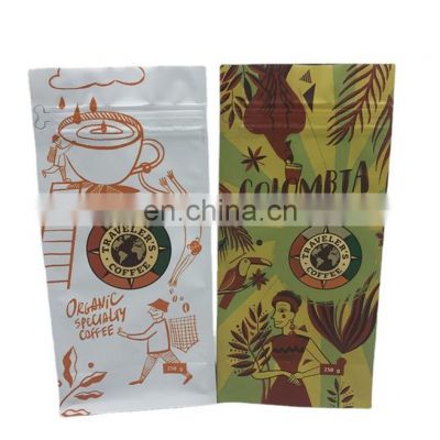 Custom matte small coffee sachet packaging bags / resealable 3 side seal mini mylar foil tea pouches with zipper