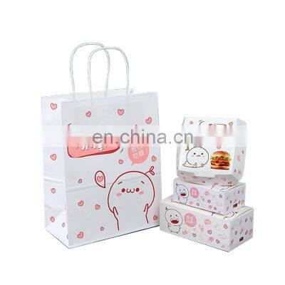 Custom Roast Wings Fry Nugget Fried Chicken Box Disposable Take Out Burger Paper Fries Box sandwich oil proof bag Fast Food Pack