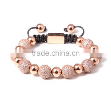 2016 Latest Model Beads Bracelet 8mm Balls Stainless Steel Fashion 18K Gold Plated Diamond Bracelet