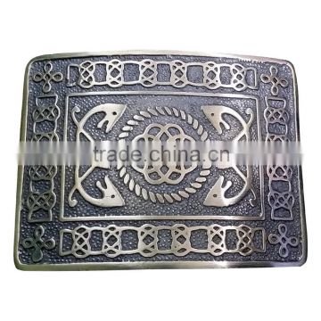 Celtic Design Kilt Belt Buckle In Antique Finished Made Of Brass Material