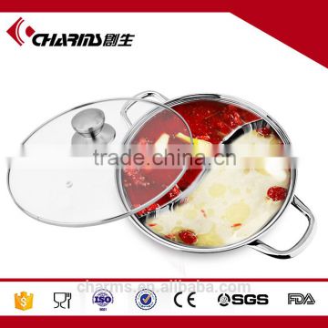 Charms Round roll top hot pot stainless steel divided hot pot for sale