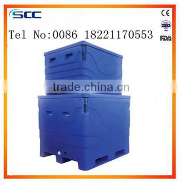 Roto-molded produced ice fish totes plastic ice container insulated fish bin