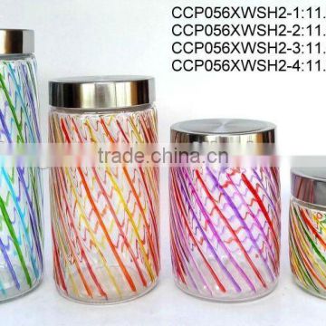 CCP056XWSH hand-painted glass jar with plastic golden lid