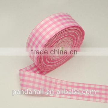 Pink Tartan Ribbon, Gird Pattern, 40mm, 100yards/roll(SRIB-S004-40mm-2)