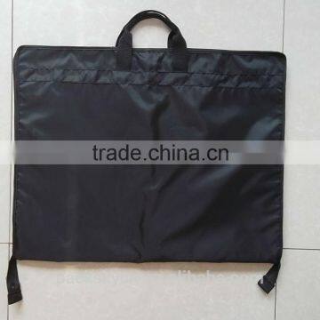 black garment travel bag with zipper