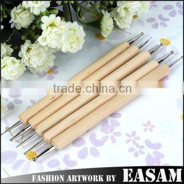 Wooden nail dotting tools and brush