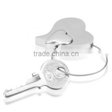fashion lovely heart key design charm keychain, stainless steel charm keychain