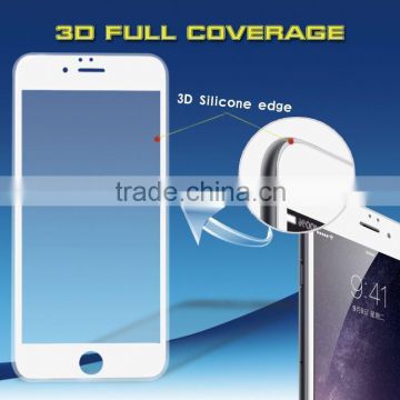 9H Anti Shock Silicone 3D Curved Edge Mobile Tempered glass screen protector for iPhone 6 / 6s Plus