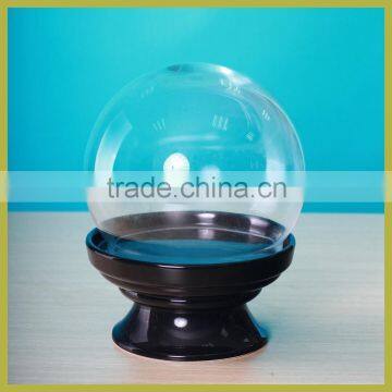 Hand blown glass dome with ceramic stand for decoration craft