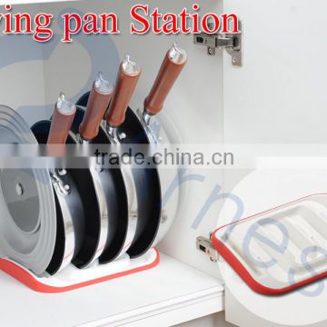 Household tools equipments cooking goods utensil holder silicone kitchen frying pan pots lids rack frying pan 76436