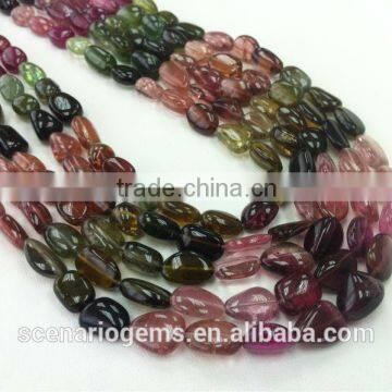 #AMZ Natural Multi-Color Plain Tumble Gemstone Tourmaline Necklace