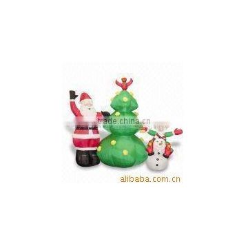 inflatable tree with santa and snowman