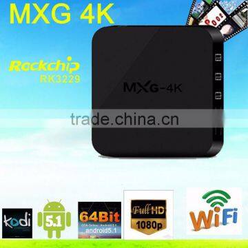 2016 hotselling MXG 4K RK3329 1G 8G MXG 4K android TV box