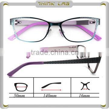 Women fashion 2016 summer stainless steel optical eyewear frame with unique pattern