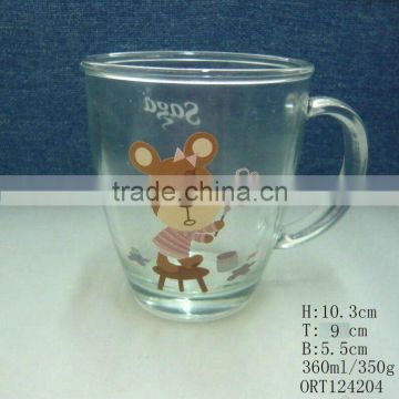 12oz fancy color design glass mug with handle