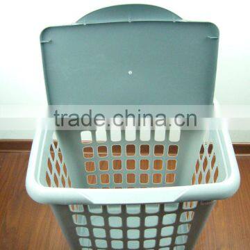 Plastic lided laundry hamper basket