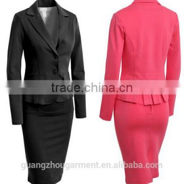 2014 ladies long sleeve blazer and skirt set, women business suits
