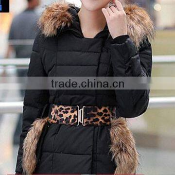 BHN9820 Long down Lady Black Coat fur collar down New Fashion Dress