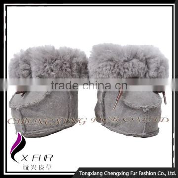 CX-SHOES-05C Soft Sole Sheep Fur And Leather Casual Baby Shoes