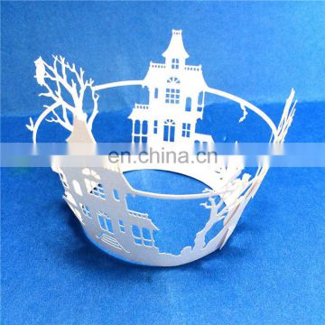 New Laser Cut Pierced warm house design cupcake wrappers birthday wedding party supplies favors cake decoration