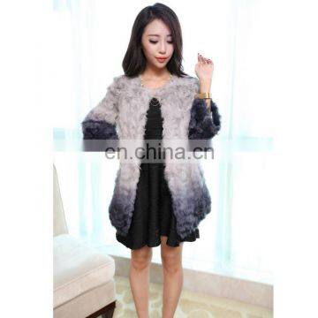 winter gradient color lamb fur long coat for women