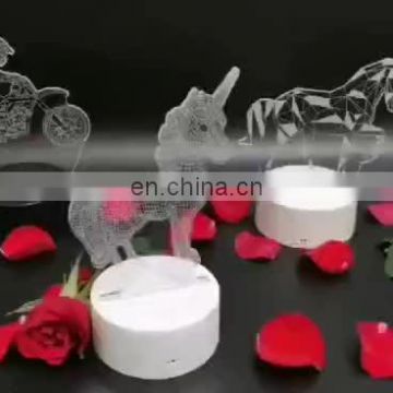 3D USB Acrylic Night Light LED Table Desk Bedroom Decor Gift Warm White Lamp Holiday Kids Gift