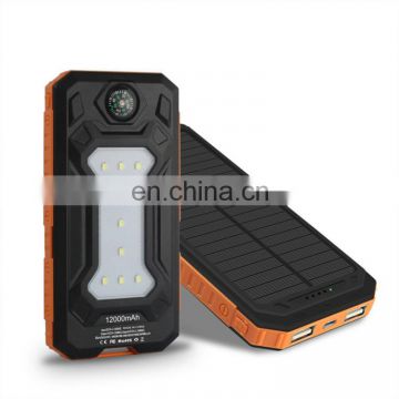 T.Y. Cell phone charger Waterproof Portable Solar Power Bank 10000mah with LED Light solar charger