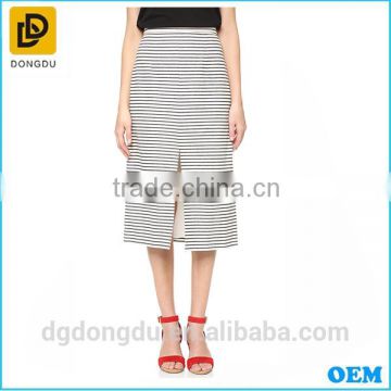 Latest Design 2016 Summer Long Stripe Skirt Lady A-Line Midi Skirt