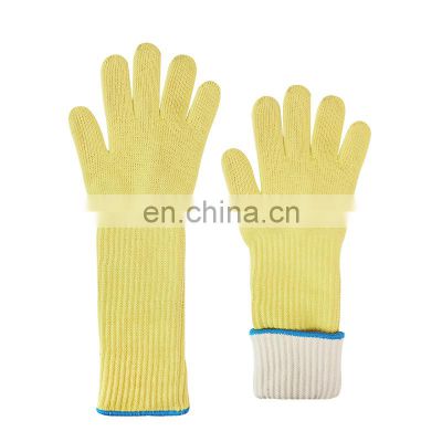 7 Gauge Knit Aramid Cut and 350 degree Heat Resistant Safety Work Glove 2 Layers Cotton Liner Industrial Work 48cm