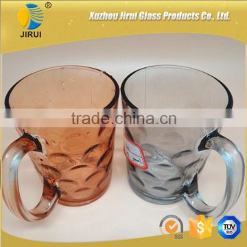 300ml colourful glass cup with handling for drinking