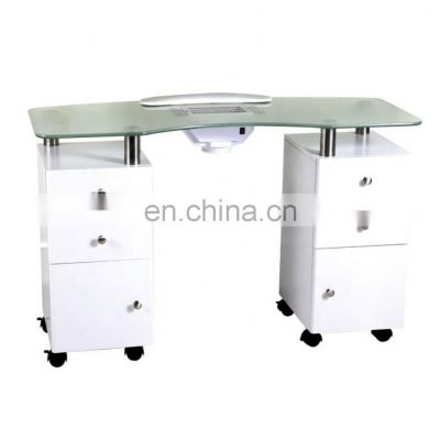 Classic White nail dust collector under table nail station furniture manicure table with vent and LED lamp