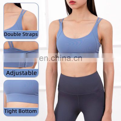 Customized Logo Yoga Bra Top Sportswear Women Fitness Wear Adjustable Shockproof Sports Bra Gym Active Wear Clothing