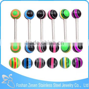 Colorful Double Resin Balls Tongue Piercing Tongue Ring With Balls