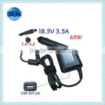 Laptop car charger 18.5V 3.5A 65W 7.4*5.0mm charger for HP COMPAQ