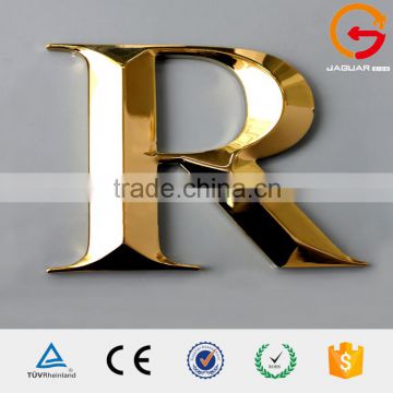 Factory outlet plastic acrylic metallic coating gold 3d metal alphabet letter signs