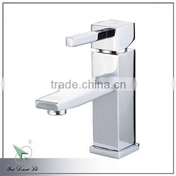 Chrome plated single handle brass square lavatory sink faucet 6003A