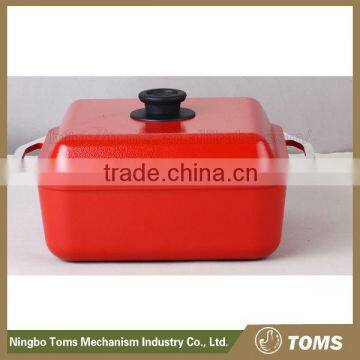 Hot sale Non-stick coating red square cast iron fry pan