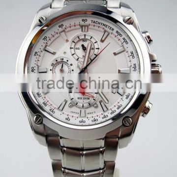 Classic mens stainless steel big case watch 5ATM water resistant chronograph watch