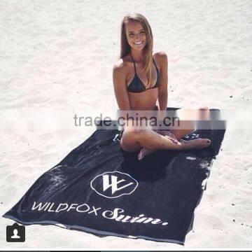 black 100% cotton fashion custom print beach towel