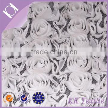 Fashion sytle! Hot sale 3D flowers lace embroidery rose flower chiffon fabric