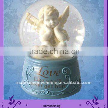 resin angel water globe for holiday decor baby musical snow globe