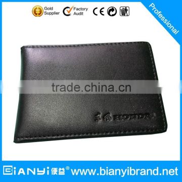 Partyprince men black leather billfold with card pockets