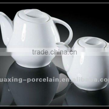 High quality super white durable porcelain tea pot H6408