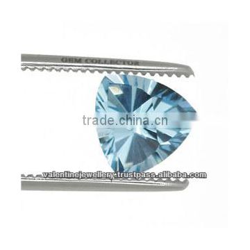 trillion cut blue topaz, concave cut trillion shape blue gemstone, fancy concave cutting gemstone manufacturer