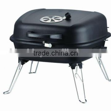 Hand carry charcoal bbq grill with food safety materials