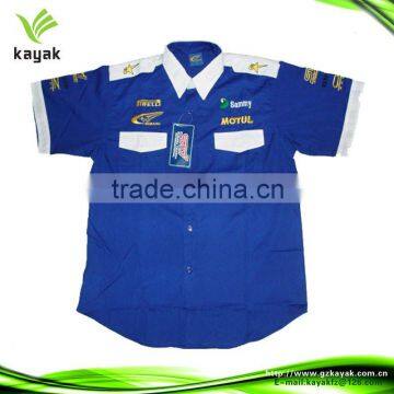Latest fireproof short sleeve blue color car racing suits