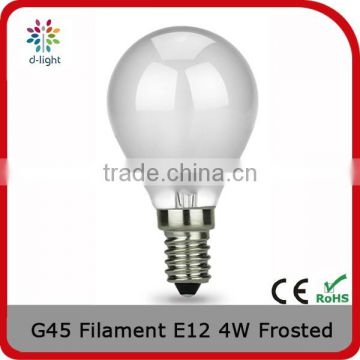 A45 filament 350lm 4w incandescent 30w E12 round frosted vintage edison light bulb for American