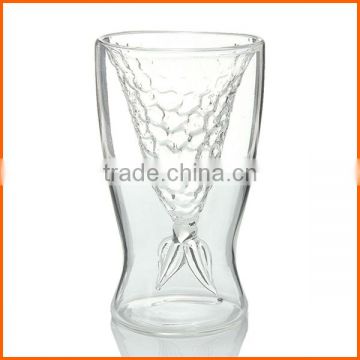 New design fashion double clear drinking glass cup 100ml